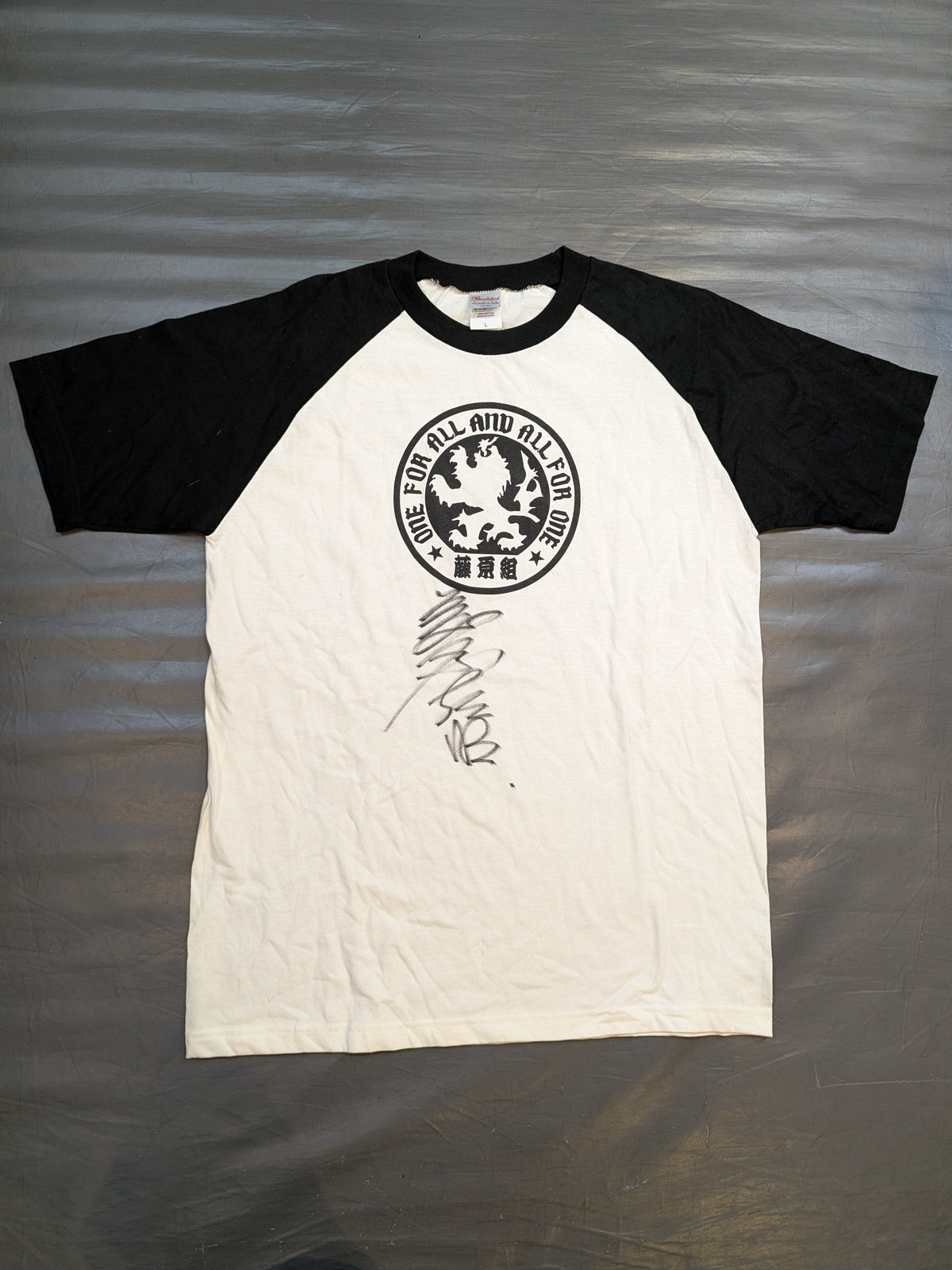 【藤原喜明 直筆サイン入り】藤原組 ロゴラグランTシャツ①
