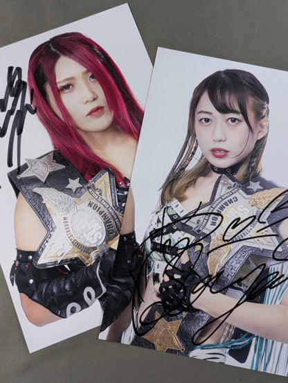 ★ Goddess of Stardom ★ Utami Hayashishita  & Saya Kamitani  hand signed autograph  Pro-Photo  2-Disc Set
