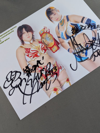 Utami Hayashishita & MIRAI 2 hand signed autographs Marigold Pro-Photo