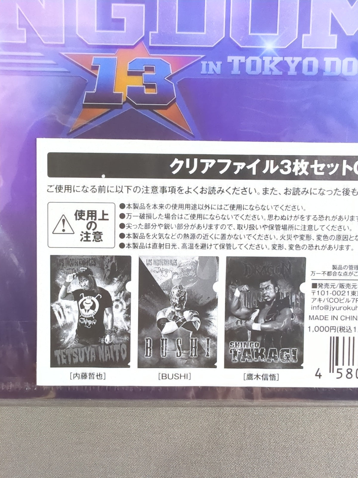 新日本プロレス WRESTLE KINGDOM 13 クリアファイル3枚セットC