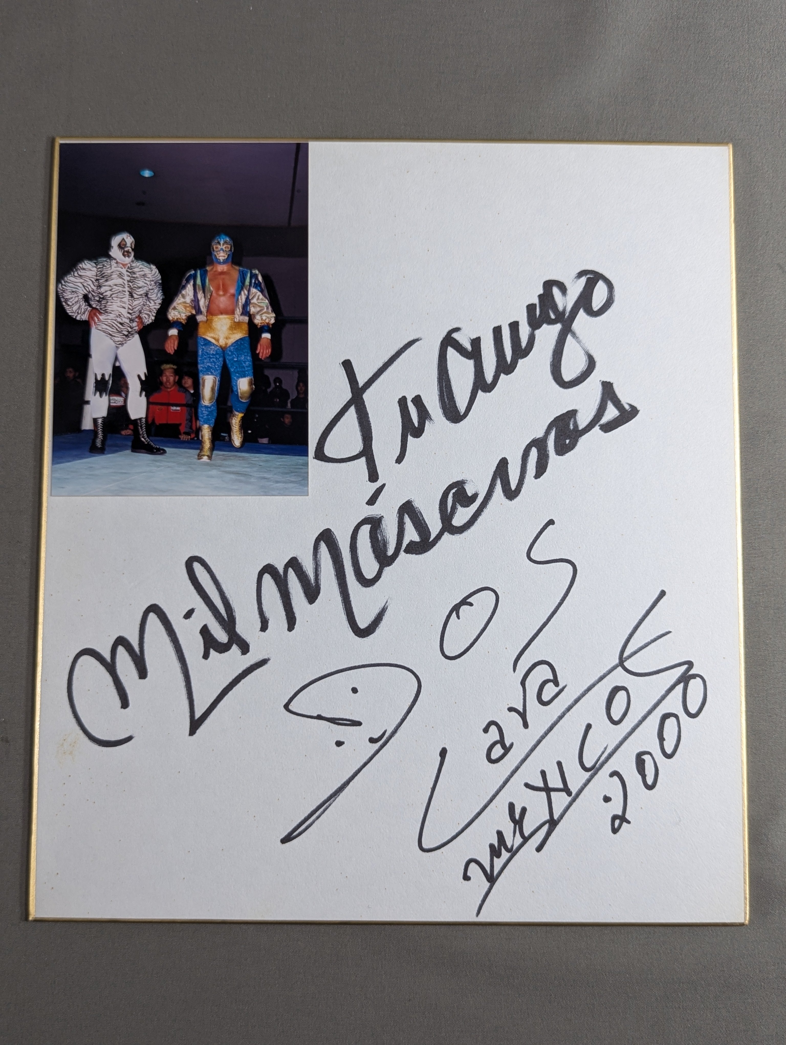 な*に様 直筆サイン■アメリカ・サルバヘ試合用■ミル・マスカラス　ドス・カラス ミル・マスカラス＆ドス・カラス(ブロマイド貼付) – 闘道館