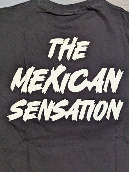 [Mistico  hand signed autograph ] Mistico  & Tiger Mask & Jushin Thunder Liger  "THE MEXICAN SENSATION" Illustration T-Shirt (Black)