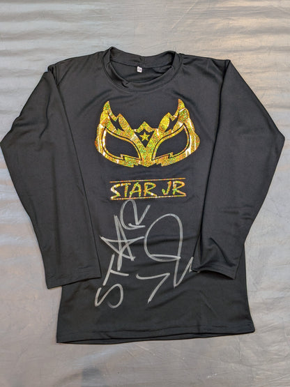 【直筆サイン入り】スター・ジュニア マスク柄ロングスリーブTシャツ(ブラック)