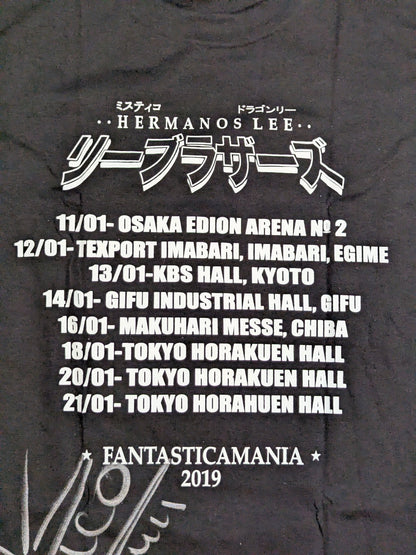 【ミスティコ 直筆サイン入り】ミスティコ＆ドラゴン・リー「リーブラザーズ」イラストTシャツ(ブラック)
