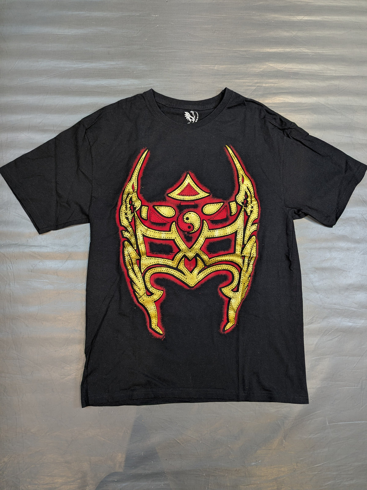Dragon Lee Mask Pattern T-Shirt (Black)