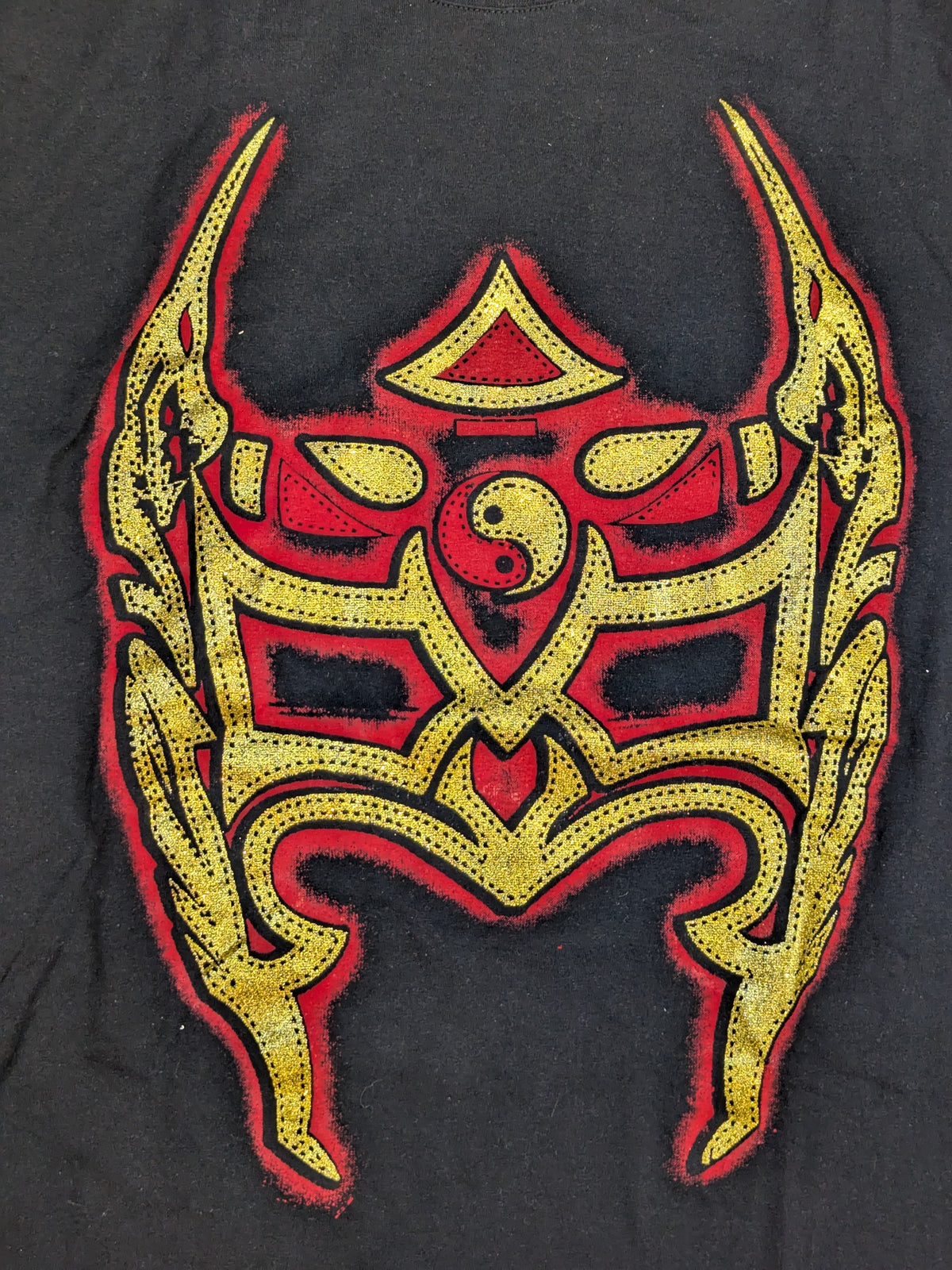 Dragon Lee Mask Pattern T-Shirt (Black)