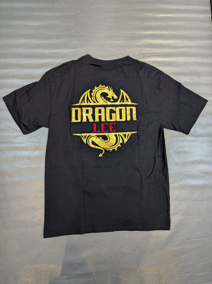 Dragon Lee Mask Pattern T-Shirt (Black)