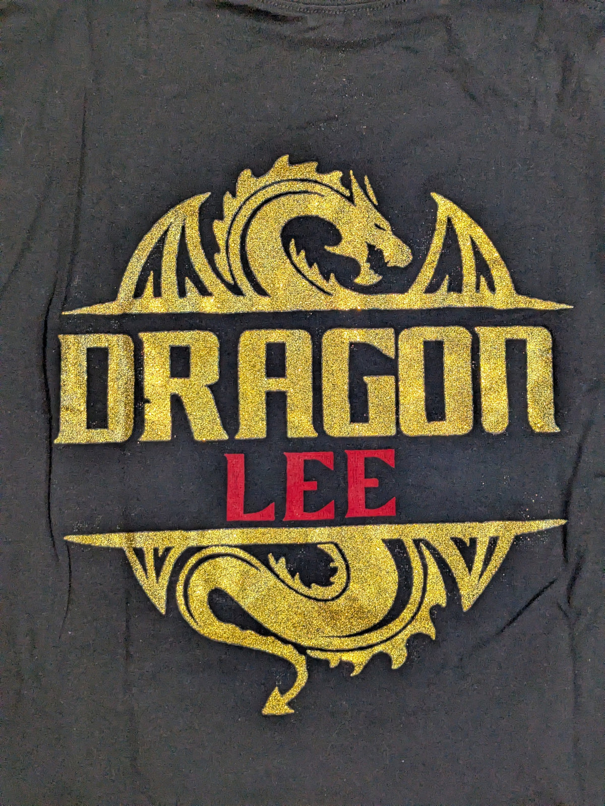 Dragon Lee Mask Pattern T-Shirt (Black)