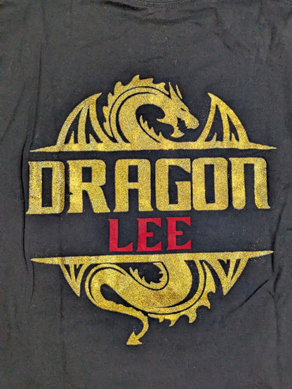 Dragon Lee Mask Pattern T-Shirt (Black)