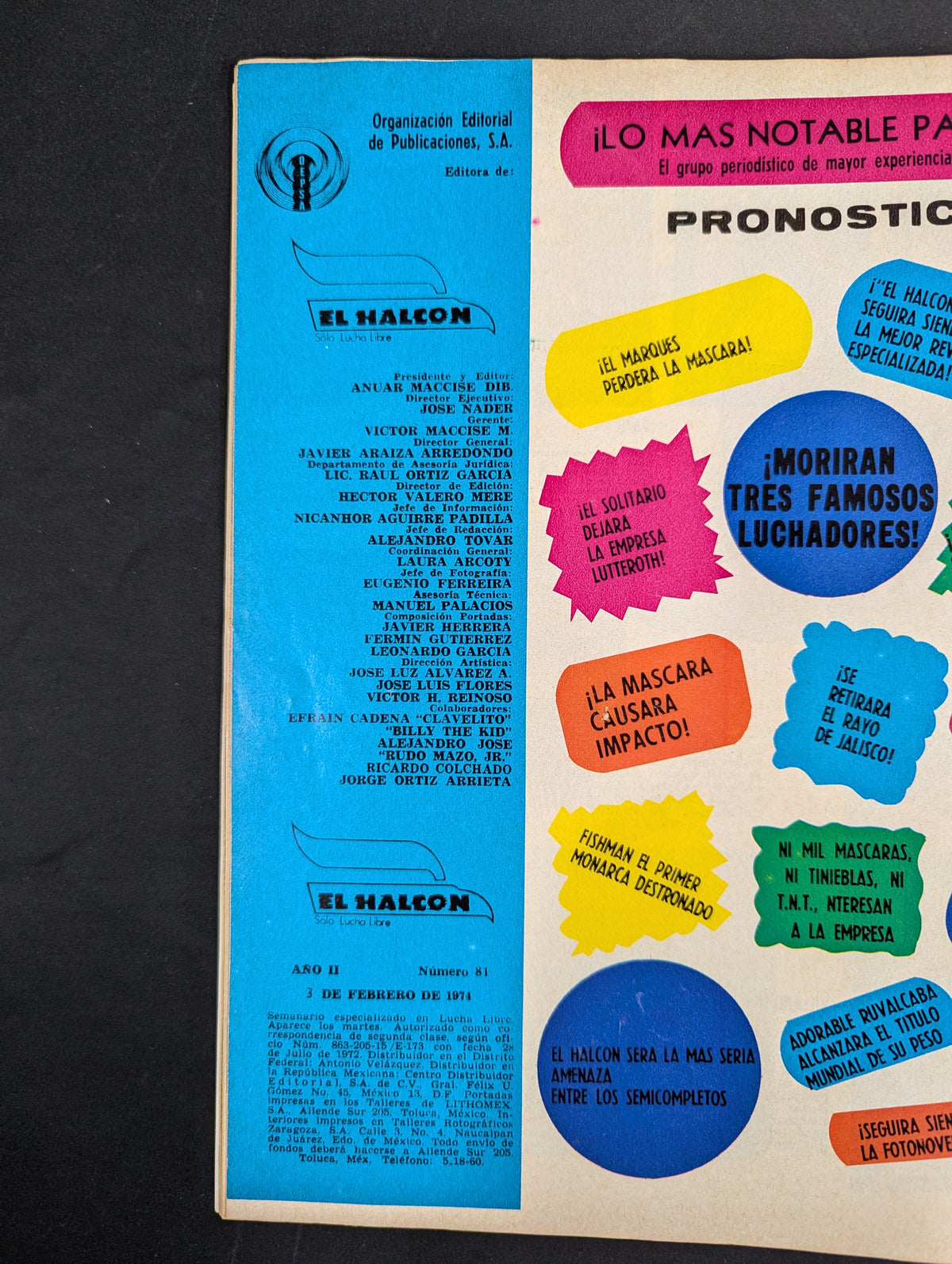 EL HALCON Solo Lucha Libre Numero.81 ★1973 ANUARIO★