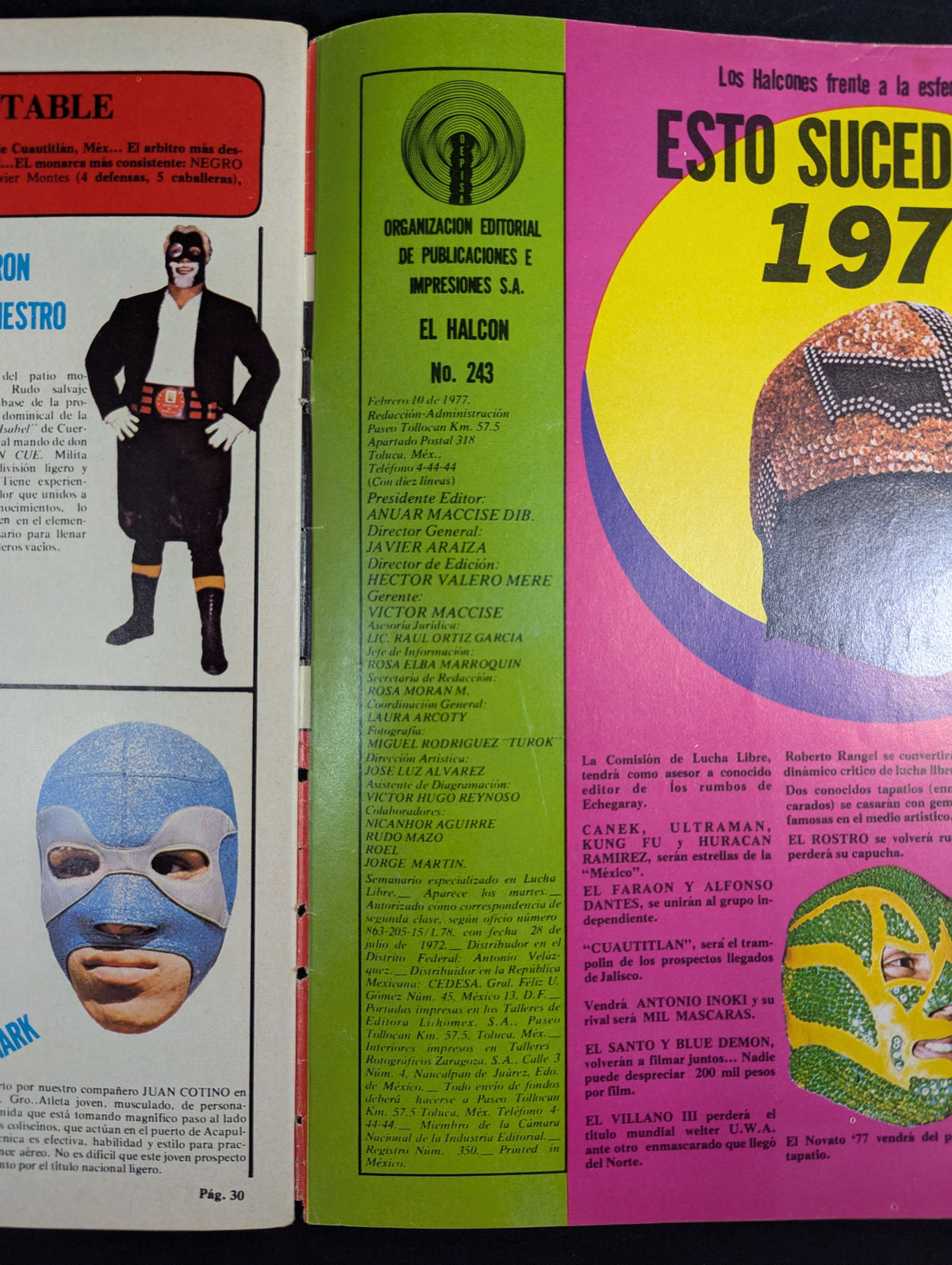 EL HALCON Solo Lucha Libre Numero.243 ★1976 ANUARIO★