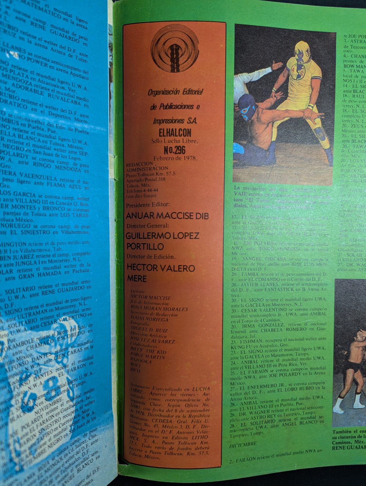 EL HALCON Solo Lucha Libre Numero.296 ★1977 ANUARIO★