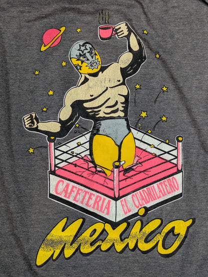 CAFETERIA EL CUADRILATERO イラストノースリーブTシャツ(グレー)