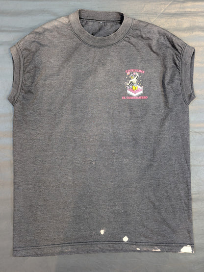 CAFETERIA EL CUADRILATERO イラストノースリーブTシャツ(グレー)