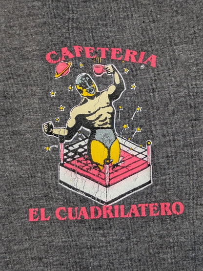 CAFETERIA EL CUADRILATERO イラストノースリーブTシャツ(グレー)