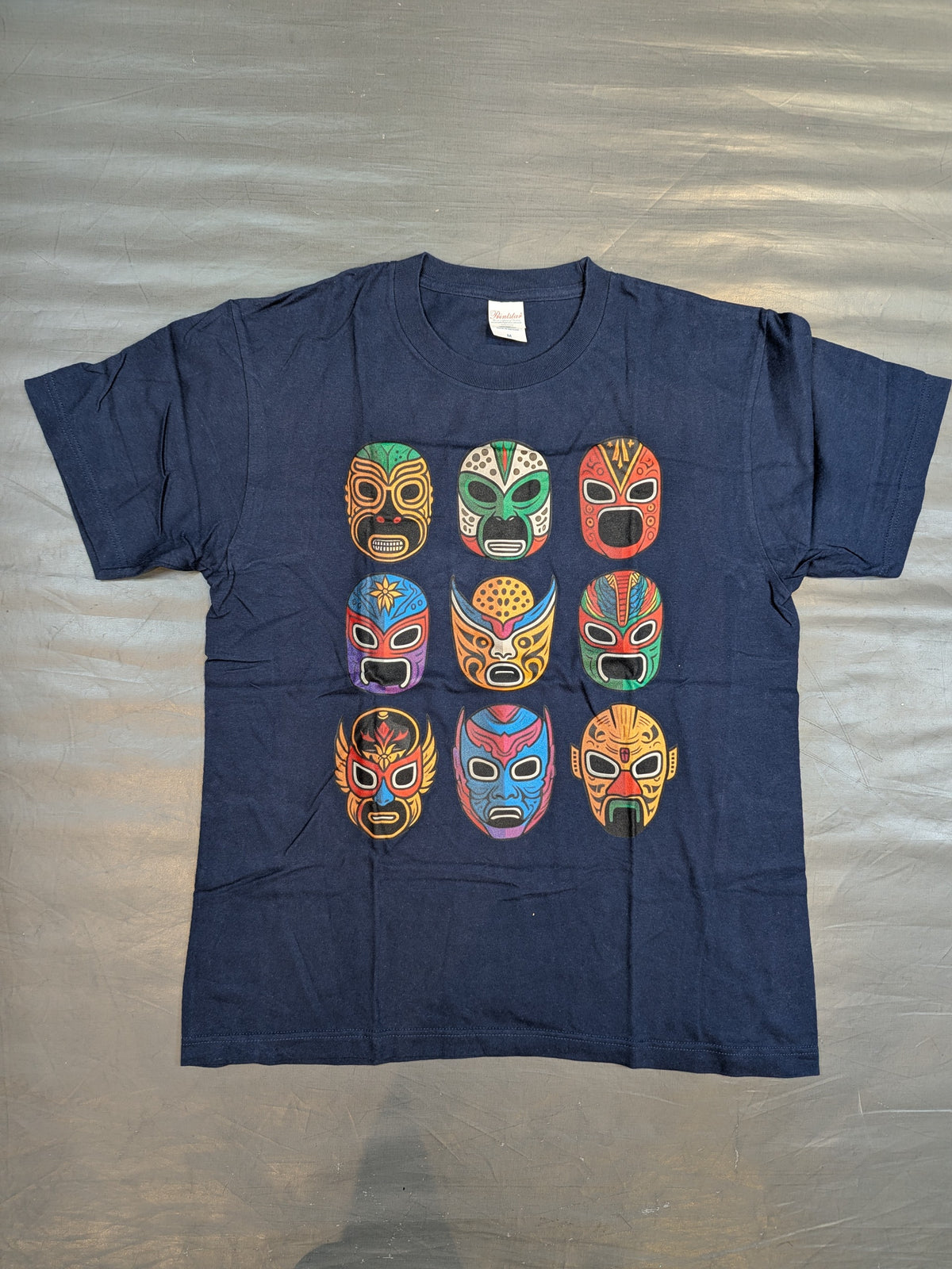 ルチャドール マスクイラストTシャツ(ネイビー)