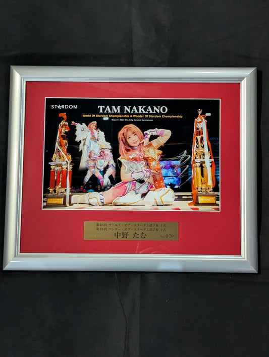 ★Double Crown Winner ★ Tam Nakano World & Wonder of Stardom hand signed autograph Commemorative Photo Frame