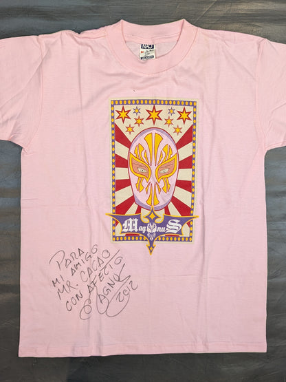【直筆サイン入り】マグヌス マスクイラストTシャツ(ピンク)