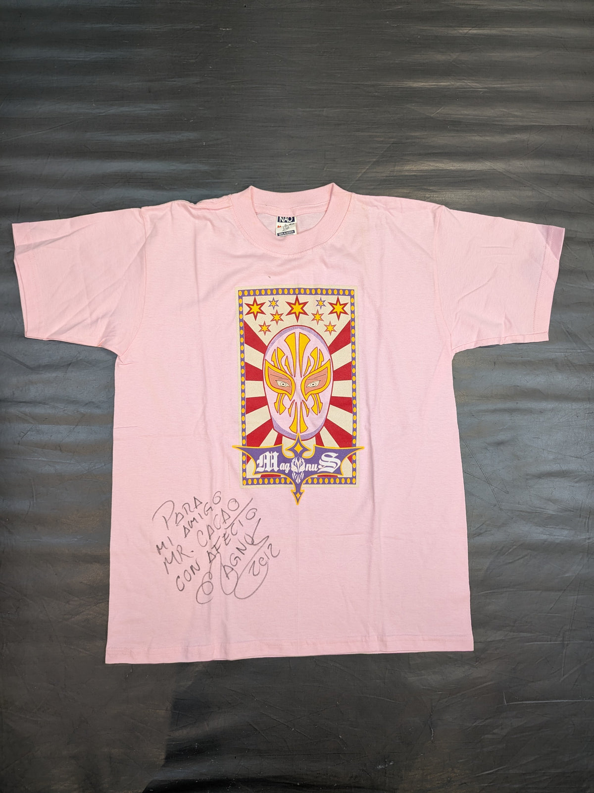 【直筆サイン入り】マグヌス マスクイラストTシャツ(ピンク)