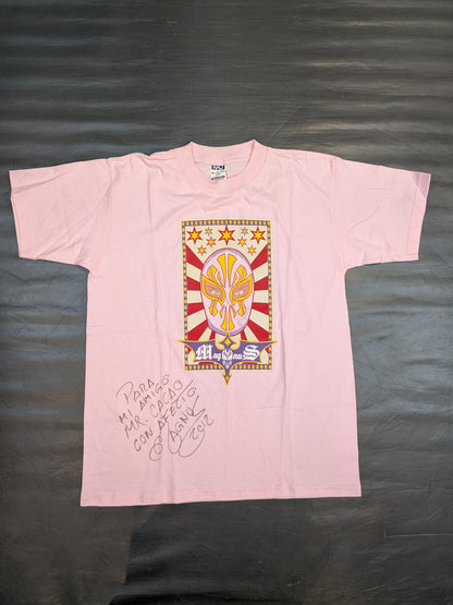 【直筆サイン入り】マグヌス マスクイラストTシャツ(ピンク)