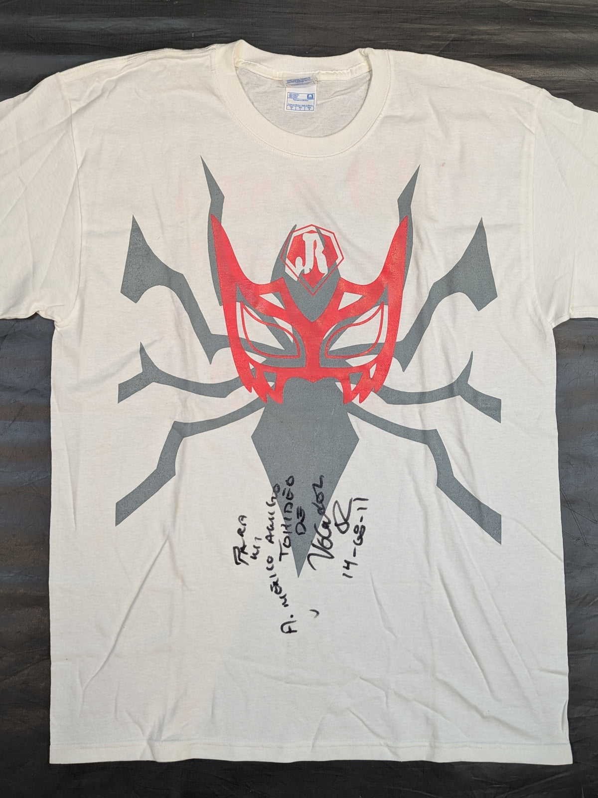 【直筆サイン入り】ボラドール・ジュニア マスクイラストTシャツ(ホワイト)