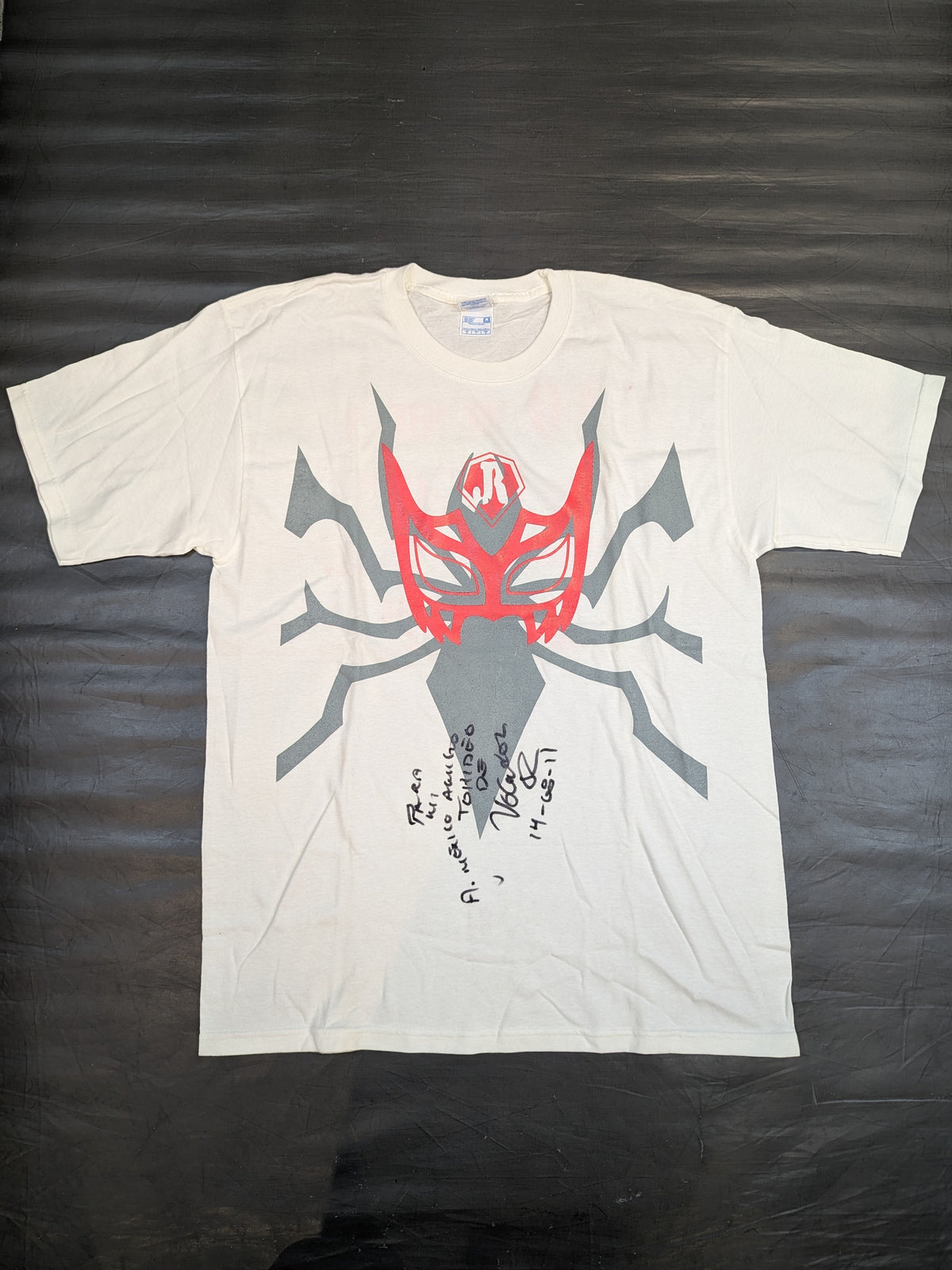 【直筆サイン入り】ボラドール・ジュニア マスクイラストTシャツ(ホワイト)