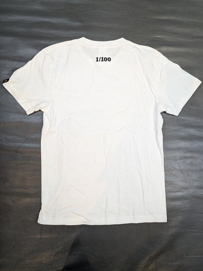 Hiroshi Tanahashi  "A" T-shirt (2) (White×Black)