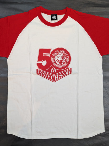 New Japan Pro Wrestling 50th Anniversary Raglan T-Shirt (Red)