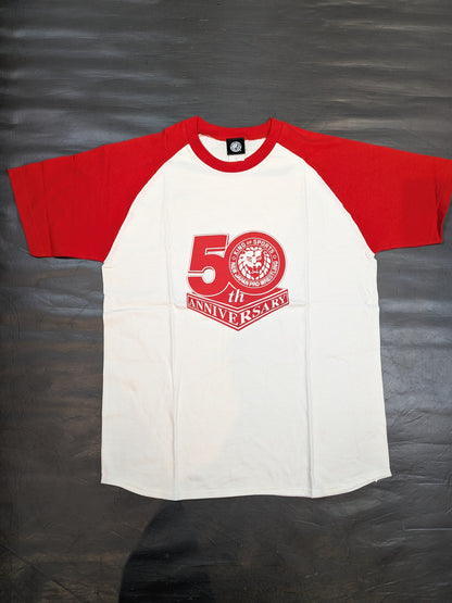 New Japan Pro Wrestling 50th Anniversary Raglan T-Shirt (Red)