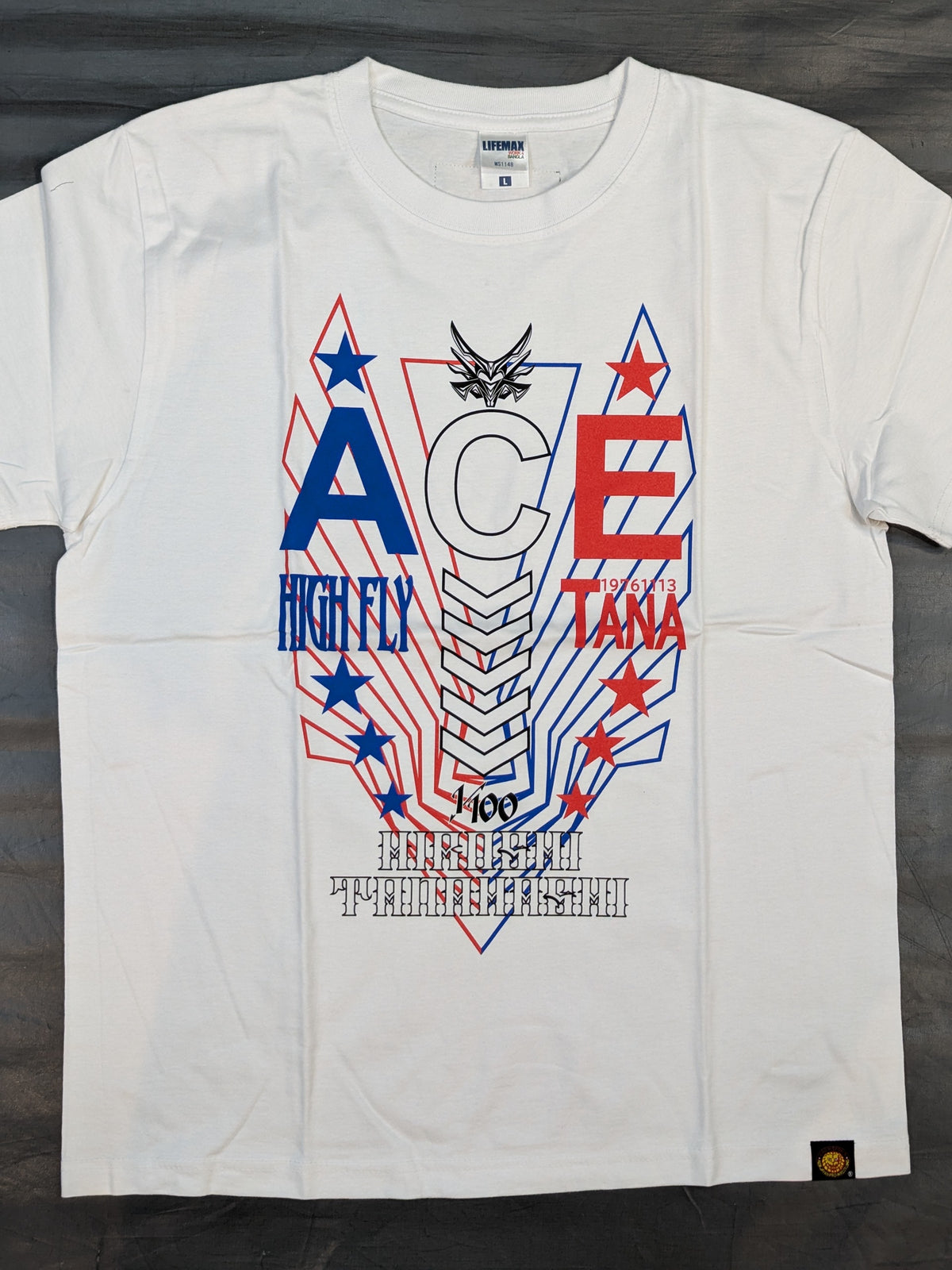 棚橋弘至×ガッツ・ダイナマイト・キャバレーズ コラボTシャツ⑨(ホワイト)