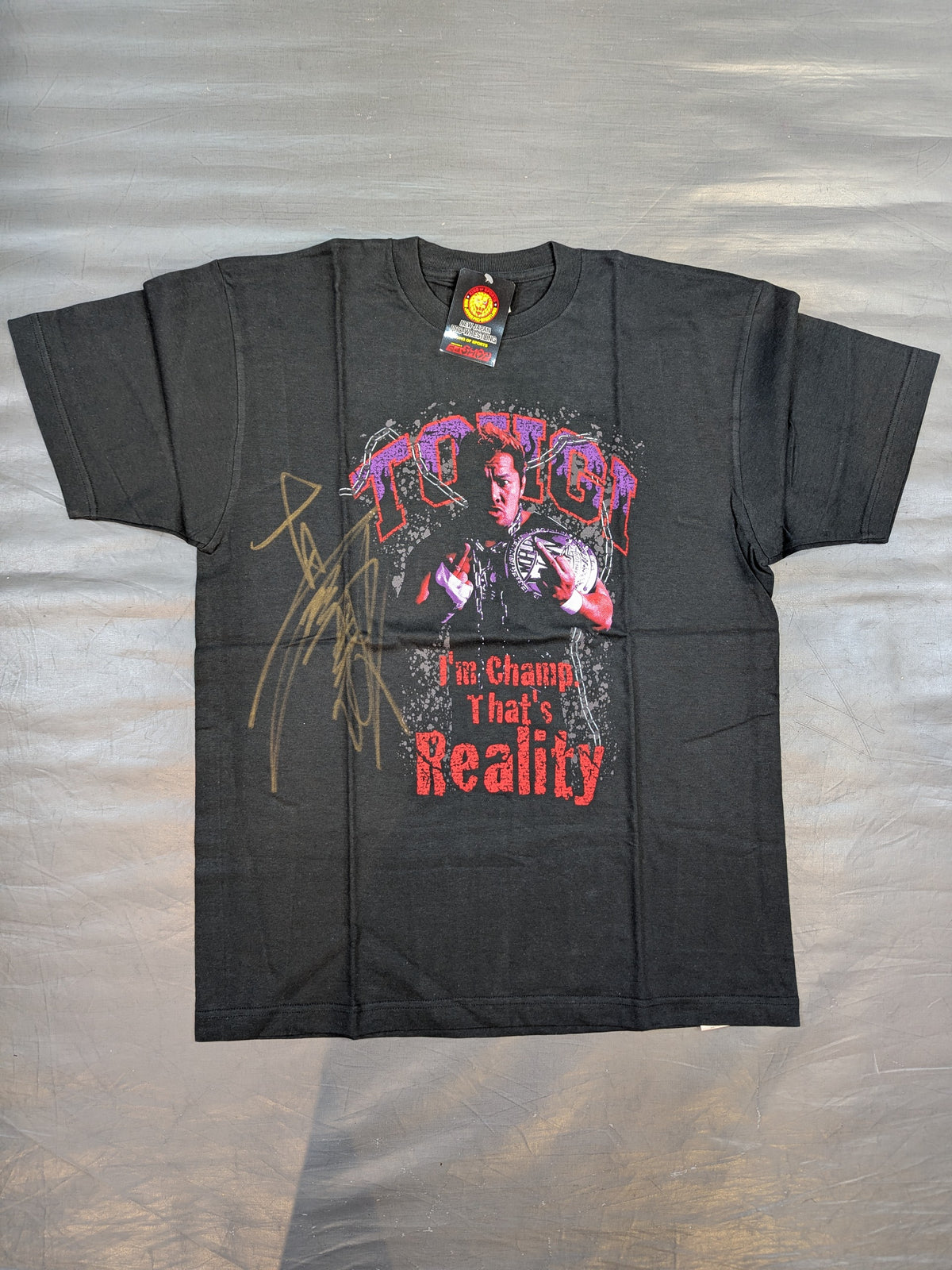 【直筆サイン入り】真壁刀義「TOHGI I’m champ.That’s Reality」ピクチャーTシャツ