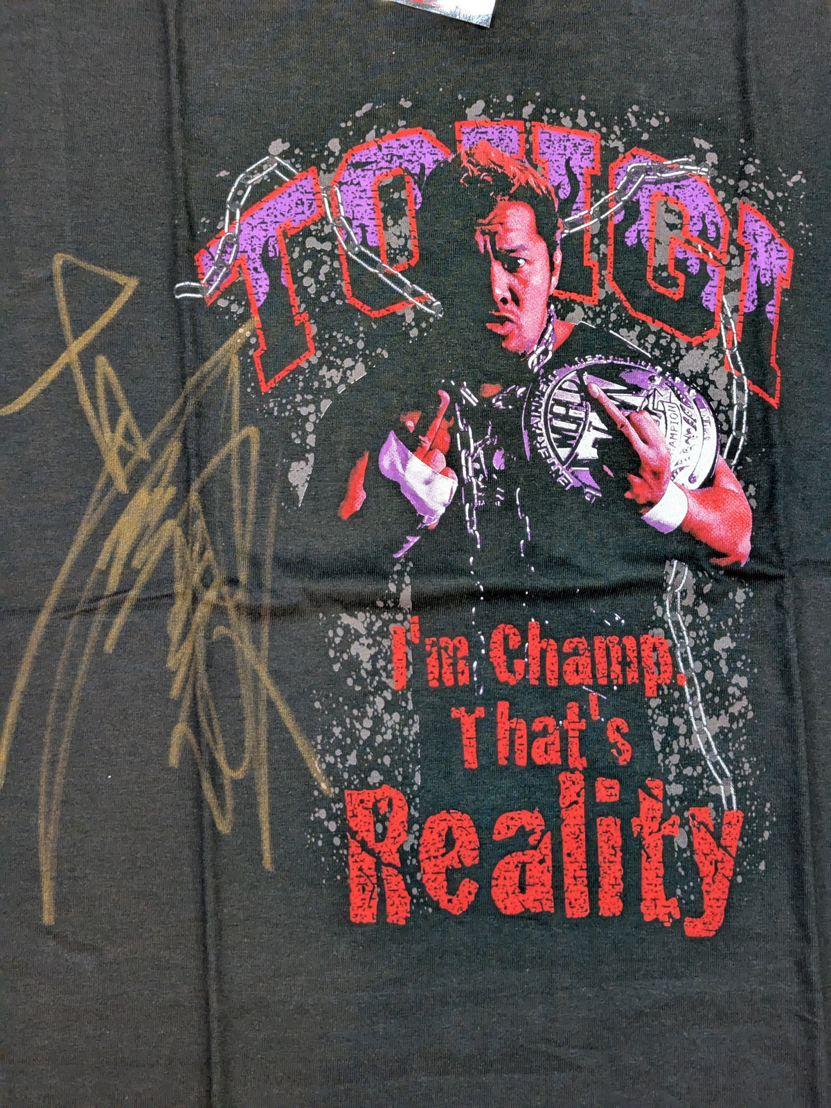 【直筆サイン入り】真壁刀義「TOHGI I’m champ.That’s Reality」ピクチャーTシャツ