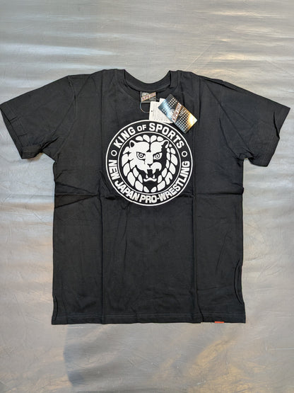 New Japan Pro Wrestling × Shimamura Lion Mark  T-Shirt (Black×White)