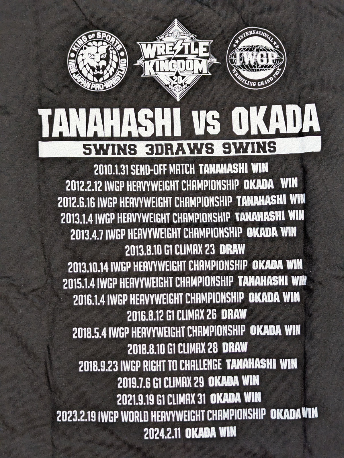 棚橋弘至vsオカダ・カズチカ「WK20」対戦記念Tシャツ②