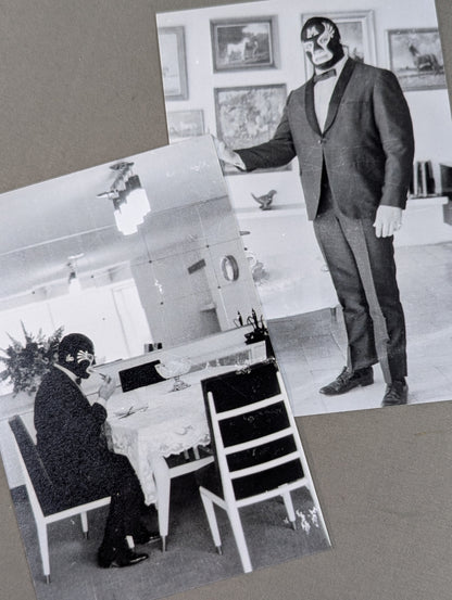 Mil Mascaras  1968 at my home in Santa Monica Black and White photo  Set of 4