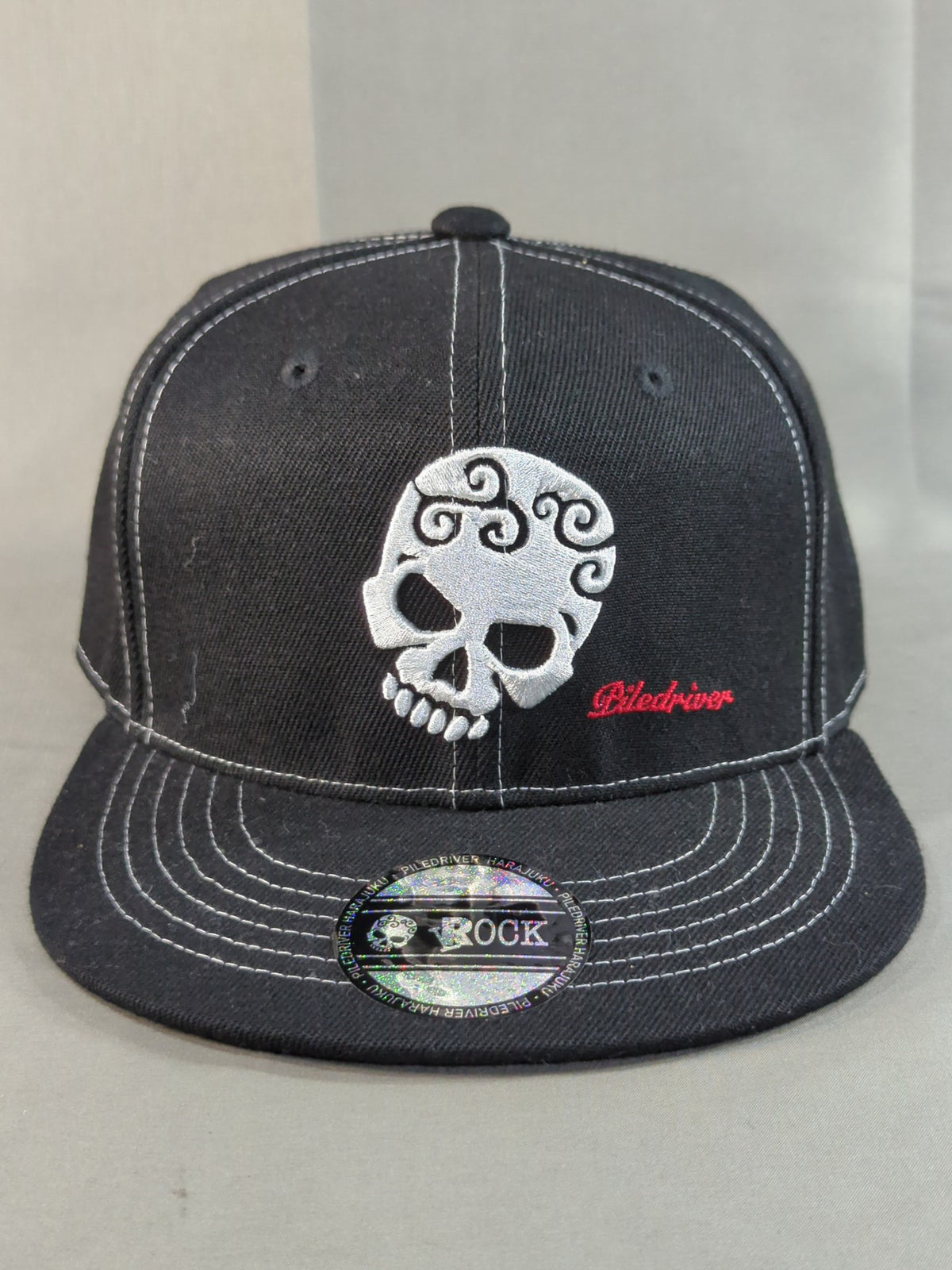 Piledriver Harajuku "ROCK SKULL" Cap (Black×White)