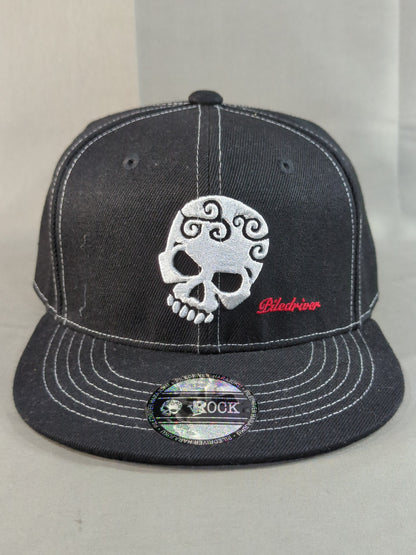 Piledriver Harajuku "ROCK SKULL" Cap (Black×White)