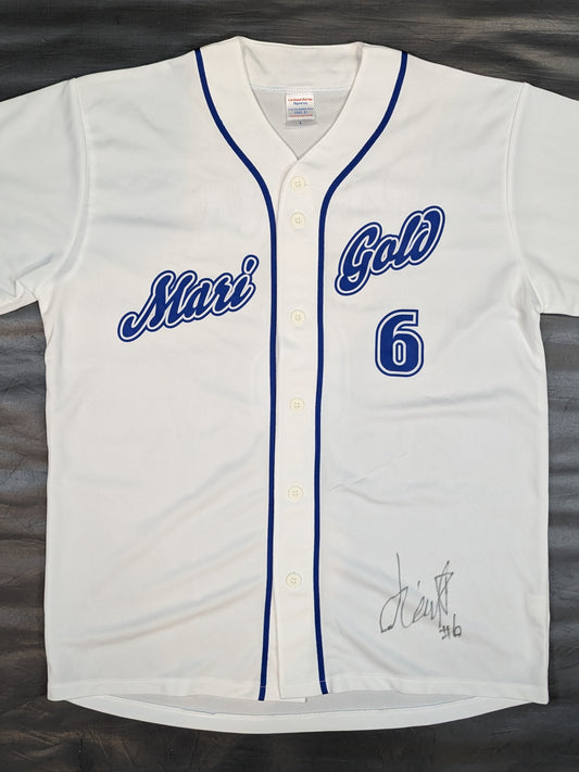 【hand signed autograph】 Kizuna Tanaka #6 Marigold Baseball Shirt (White)
