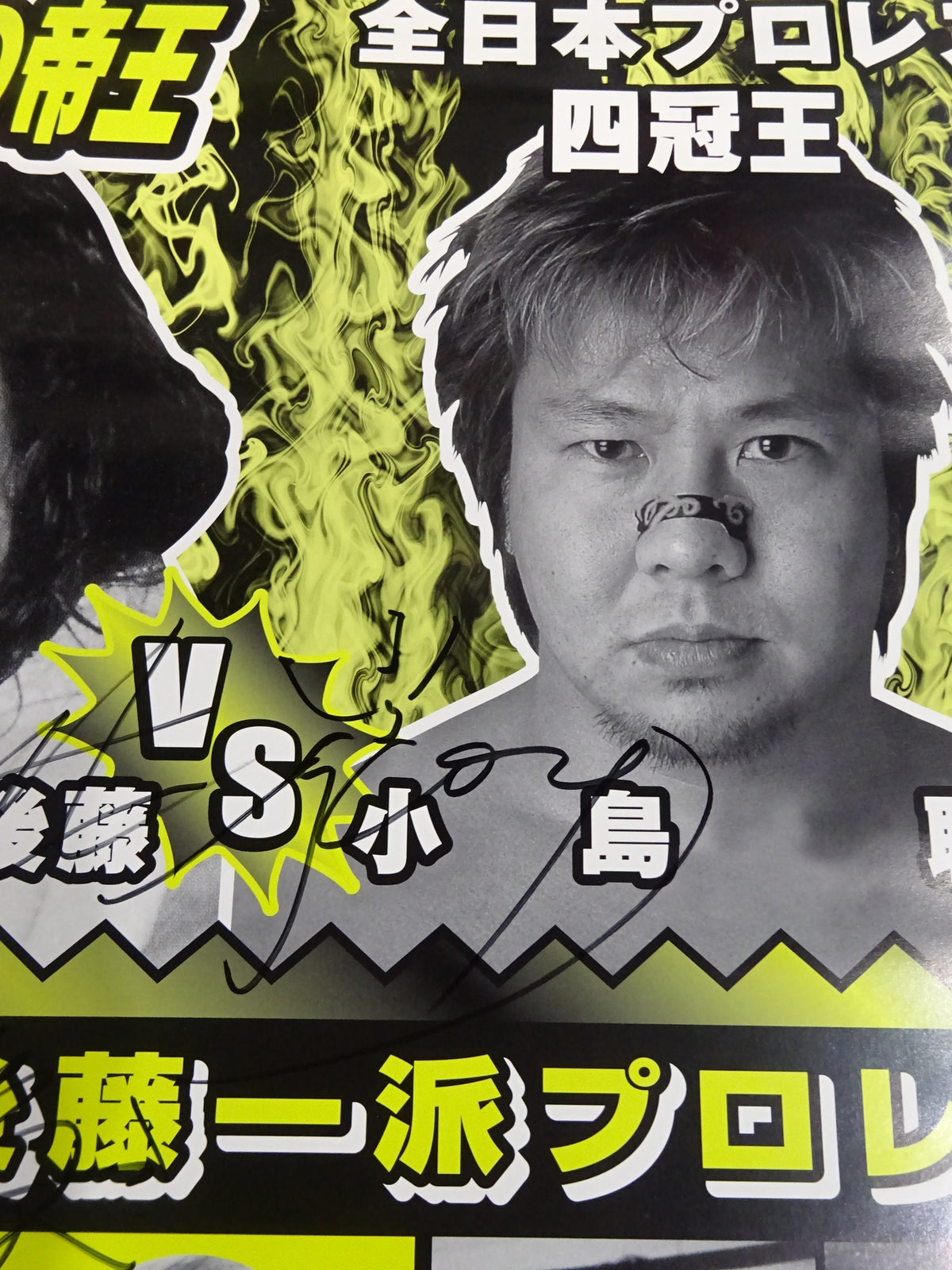 ★ Indie King vs. All Japan Pro Wrestling  Quadruple Champion ★ 【7 fighters hand signed autograph 】Tarzan Goto  faction Pro Wrestling 