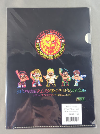 新日本プロレス A4クリアファイル＆ダイカットステッカーセット(WOW dotswrestler ver.)