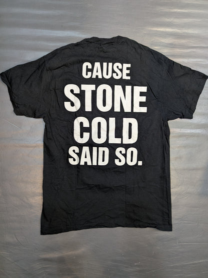 ストーン・コールド・スティーブ・オースチン「THAT'S THE BOTTOM LINE.」ピクチャーTシャツ(WWF(1998) / ブラック)