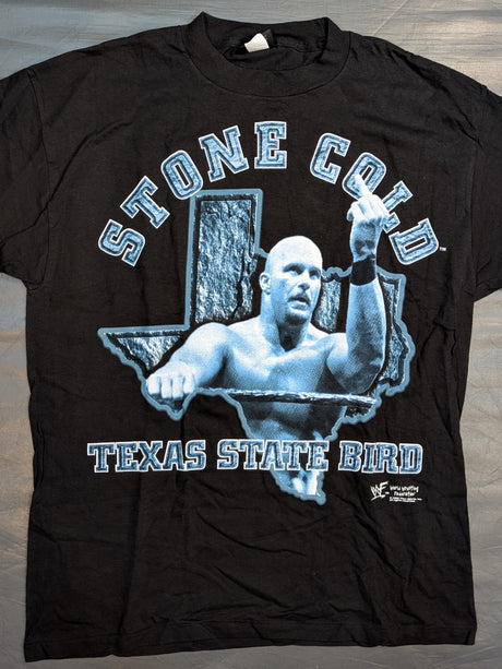 ストーン・コールド・スティーブ・オースチン「TEXAS STATE BIRD」ピクチャーTシャツ(WWF(1998) / ブラック)