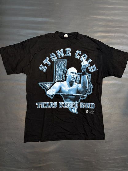 ストーン・コールド・スティーブ・オースチン「TEXAS STATE BIRD」ピクチャーTシャツ(WWF(1998) / ブラック)