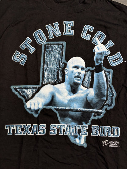 ストーン・コールド・スティーブ・オースチン「TEXAS STATE BIRD」ピクチャーTシャツ(WWF(1998) / ブラック)