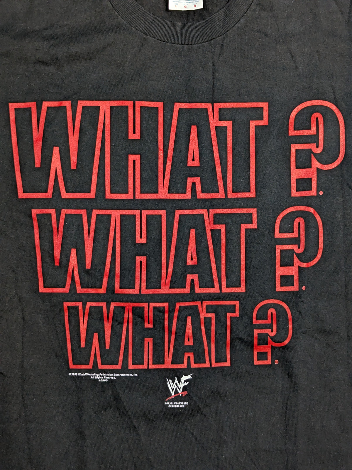 Stone Cold Steve Austin "WHAT?" WHAT? WHAT?」 T-shirt (WWF (2002) / Black)