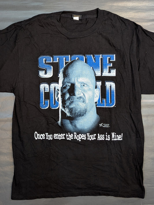 Stone Cold Steve Austin "100% PURE WHOOP ASS" Picture T-Shirt (1) (WWF (1998) / Black)