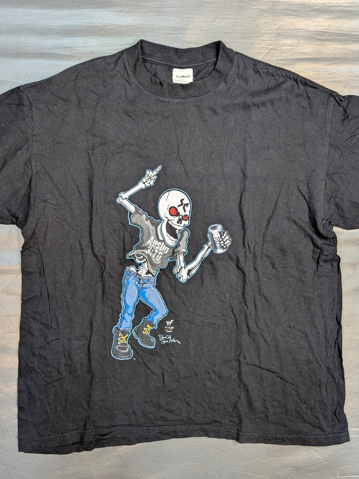 Stone Cold Steve Austin "100% Pure HELL RAISER" Illustrated T-Shirt (WWF (1990s) / Black)