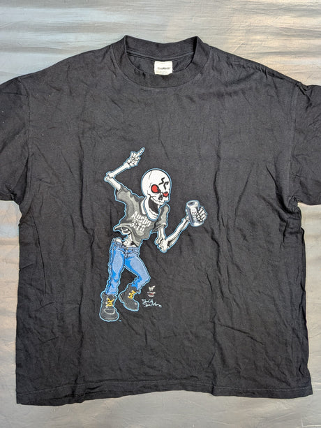 ストーン・コールド・スティーブ・オースチン「100% Pure HELL RAISER」イラストTシャツ(WWF(1990s) / ブラック)