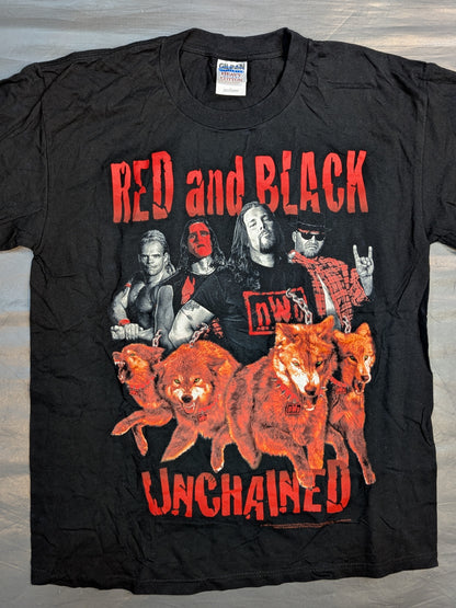 nWo Wolfpack 'RED and BLACK UNCHAINED' Picture T-Shirt (WCW (1998) / Black)