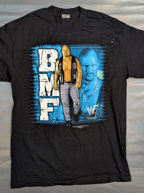 ストーン・コールド・スティーブ・オースチン「BMF」ピクチャーTシャツ(WWF(2000) / ブラック)